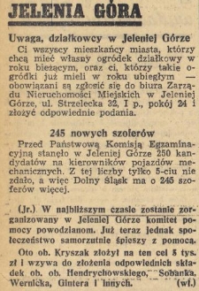 Jelenia Góra : Uwaga, działkowcy w Jelniej Górze