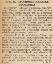 P. C. K. uruchomił karetkę pogotowia