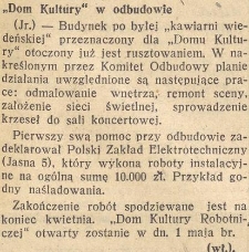 "Dom Kultury" w odbudowie