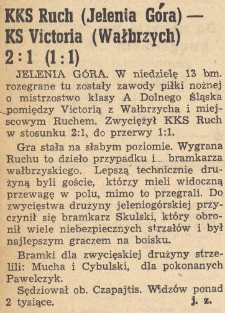KKS Ruch (Jelenia Góra) - KSVictoria (Wałbrzych) 2:1 (1: 1)