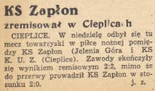KS Zapłon zremisował w Cieplicach
