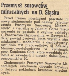 Przemysł surowców mineralnych na D. Śląsku