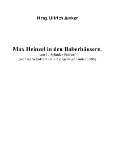 Max Heinzel in den Baberhäusern [Dokument elektroniczny]
