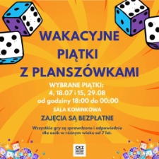Wakacyjne piątki z planszówkami - plakat [Dokument życia społecznego]