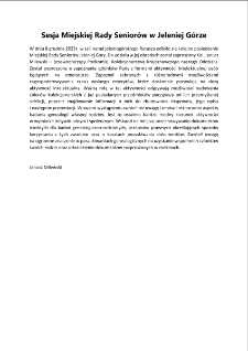 Sesja Miejskiej Rady Seniorów w Jeleniej Górze
