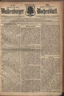Waldenburger Wochenblatt, Jg. 28, 1882, nr 33