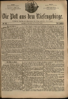 Die Post aus dem Riesengebirge, 1889, nr 92
