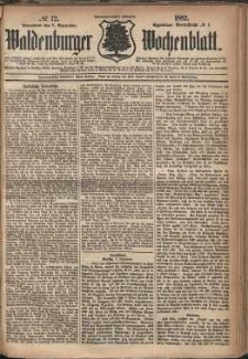 Waldenburger Wochenblatt, Jg. 28, 1882, nr 72