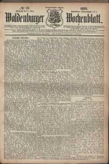 Waldenburger Wochenblatt, Jg. 29, 1883, nr 37