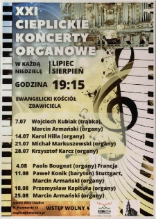 XXI Cieplickie Koncerty Organowe - plakat [Dokument życia społecznego]