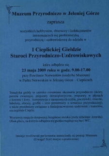 I Cieplicka Giełda Staroci Przyrodniczo-Uzdrowiskowych - ulotka [Dokument życia społecznego]