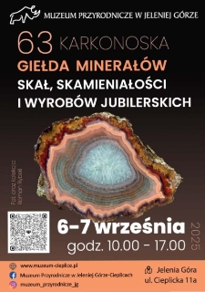 63. Karkonoska Giełda Minerał&oacute;w, Skał, Skamieniałości i Wyrob&oacute;w Jubilerskich - ulotka [Dokument życia społecznego]