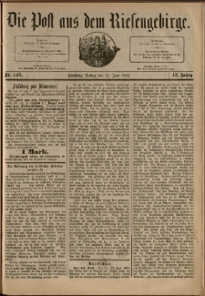 Die Post aus dem Riesengebirge, 1892, nr 145