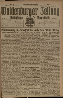 Waldenburger Zeitung, Jg. 67, 1921, nr 1