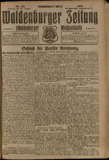 Waldenburger Zeitung, Jg. 67, 1921, nr 25