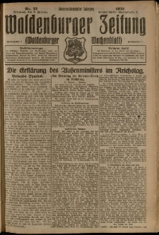 Waldenburger Zeitung, Jg. 67, 1921, nr 27