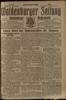 Waldenburger Zeitung, Jg. 67, 1921, nr 47