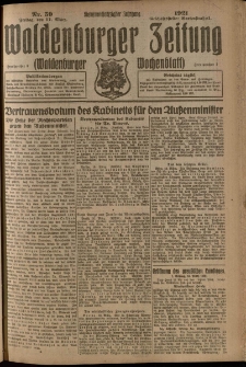 Waldenburger Zeitung, Jg. 67, 1921, nr 59