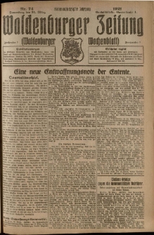 Waldenburger Zeitung, Jg. 67, 1921, nr 74