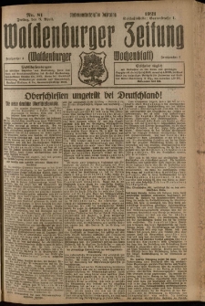 Waldenburger Zeitung, Jg. 67, 1921, nr 81