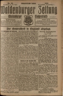 Waldenburger Zeitung, Jg. 67, 1921, nr 88