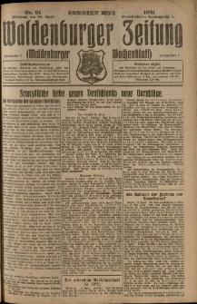 Waldenburger Zeitung, Jg. 67, 1921, nr 91