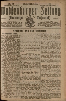Waldenburger Zeitung, Jg. 67, 1921, nr 94