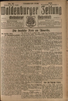 Waldenburger Zeitung, Jg. 67, 1921, nr 97