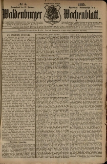 Waldenburger Wochenblatt, Jg. 31, 1885, nr 5