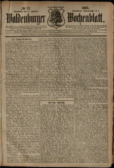 Waldenburger Wochenblatt, Jg. 31, 1885, nr 17