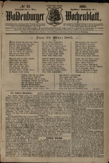 Waldenburger Wochenblatt, Jg. 31, 1885, nr 23