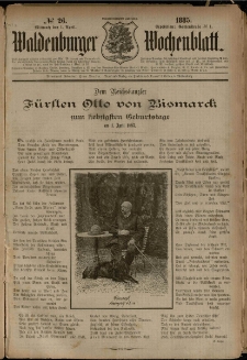 Waldenburger Wochenblatt, Jg. 31, 1885, nr 26