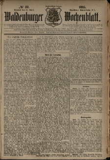 Waldenburger Wochenblatt, Jg. 31, 1885, nr 32