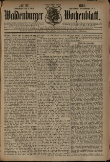 Waldenburger Wochenblatt, Jg. 31, 1885, nr 37