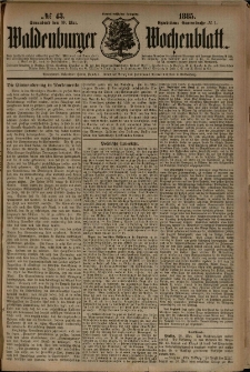 Waldenburger Wochenblatt, Jg. 31, 1885, nr 43