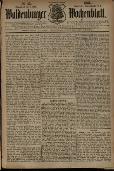 Waldenburger Wochenblatt, Jg. 31, 1885, nr 45