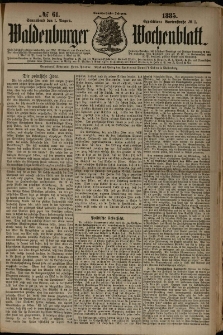 Waldenburger Wochenblatt, Jg. 31, 1885, nr 61