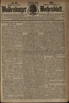 Waldenburger Wochenblatt, Jg. 31, 1885, nr 62