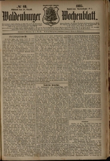Waldenburger Wochenblatt, Jg. 31, 1885, nr 68