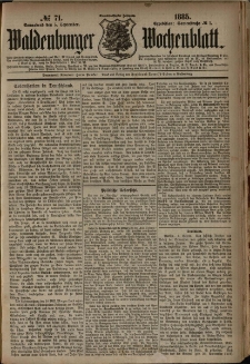 Waldenburger Wochenblatt, Jg. 31, 1885, nr 71