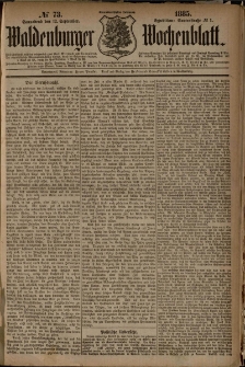 Waldenburger Wochenblatt, Jg. 31, 1885, nr 73