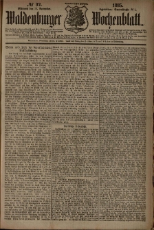Waldenburger Wochenblatt, Jg. 31, 1885, nr 92