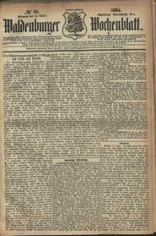 Waldenburger Wochenblatt, Jg. 30, 1884, nr 31