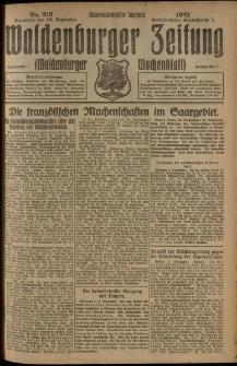 Waldenburger Zeitung, Jg. 67, 1921, nr 212
