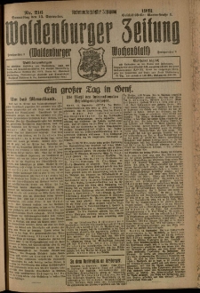 Waldenburger Zeitung, Jg. 67, 1921, nr 216
