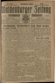Waldenburger Zeitung, Jg. 67, 1921, nr 226