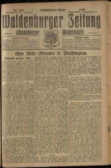 Waldenburger Zeitung, Jg. 67, 1921, nr 274