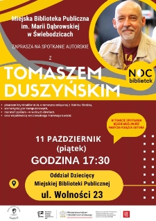 Spotkanie autorskie z Tomaszem Duszyńskim - plakat [Dokument życia społecznego]