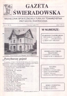 Gazeta Świeradowska : miesięcznik społeczno- kulturalny Towarzystwa Przyjaci&oacute;ł Świeradowa, 1994, nr 6-7(8-9)