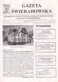 Gazeta Świeradowska : miesięcznik społeczno- kulturalny Towarzystwa Przyjaci&oacute;ł Świeradowa, 1994, nr 1-2(3-4)